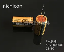 NICHICON-condensador de audio de 50v, 10000uf, FW, 25x50, Envío Gratis, 5 uds./10 Uds.