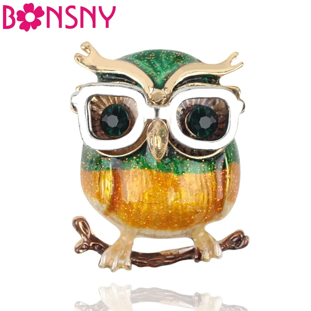 Bonsny-Broches en alliage d'émail, lunettes, théâtre, oiseau, épingle pour femmes, dames, adolescents, biscuits, accessoires de décoration, écharpe fantaisie, bijoux