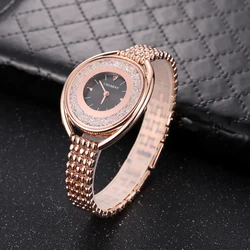 Cagarny Quartz Watch For Women Top Luxury Brand Fashion Womens Wrist Watches Female Clock Rose Gold Bracelet Crystal reloj mujer