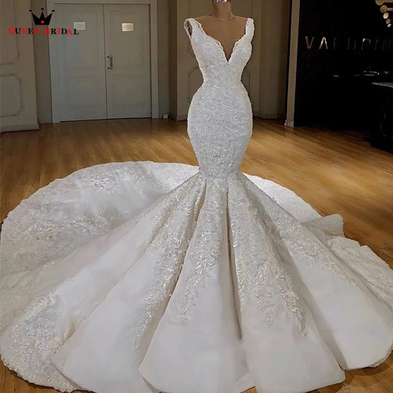 Robe De Mariee 2024 White Ivory Sexy Mermaid Wedding Dress Vestidos De Novias Floor Length Lace Tulle Wedding Gown HC108