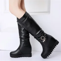 Women Boots Autumn and winter New style fashion Sweet Bow Rhinestone High Boots Internal increase Keep warm Chivalry boots 34-43