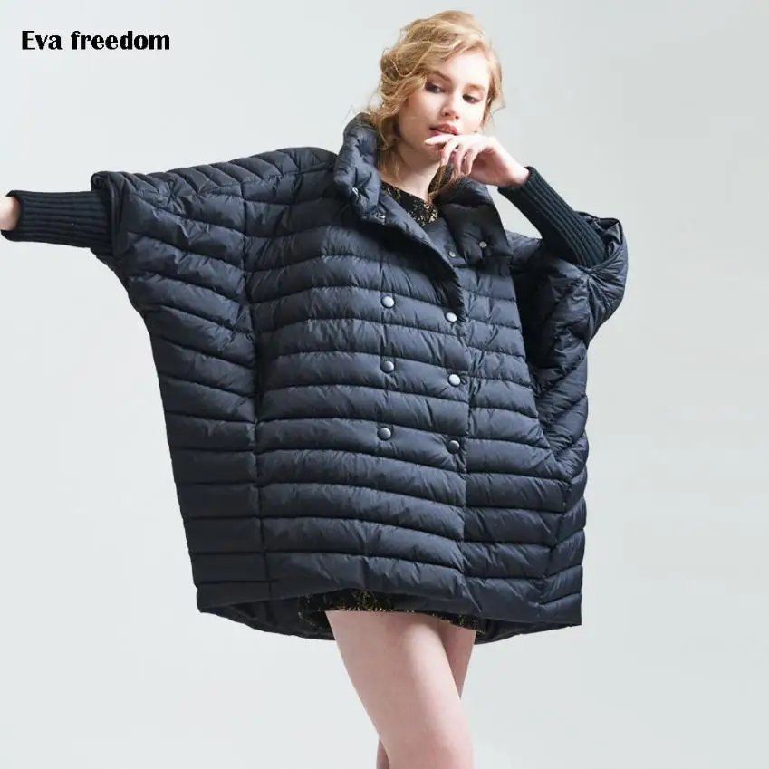 2020 Winter loose style good quality 90% real duck down coat female bat sleeved double breasted warm down coats wq184 dropship