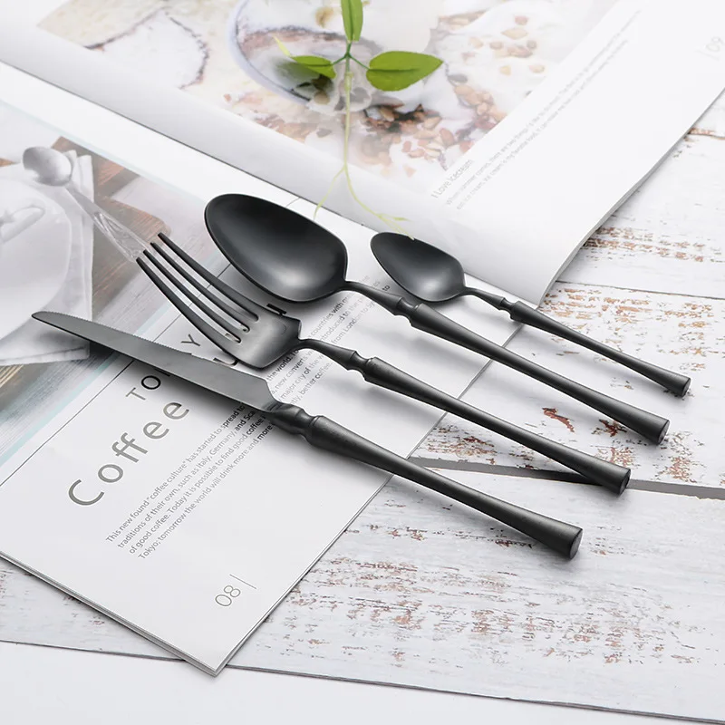 24 Pcs Christmas Tableware Golden Cutlery Set 304 Stainles Steel Knife S poon and Fork Set Gold Dinnerware Kitchen Accessories