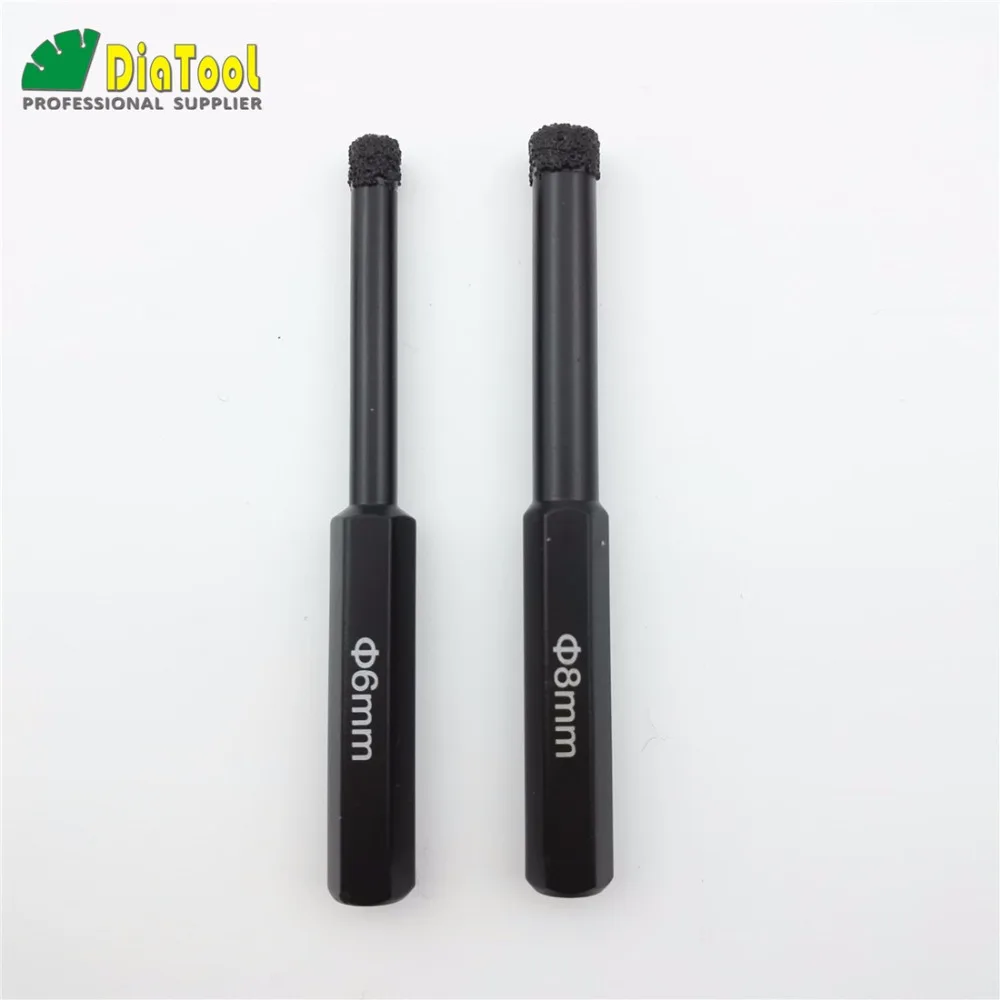 DIATOOL 2pcs Hex Vacuum Brazed Wet Drill Bits 1pc/each Size Hexagon Shank Diamond Set / 5 kind size Hexagon Shank Drill Bits Wet