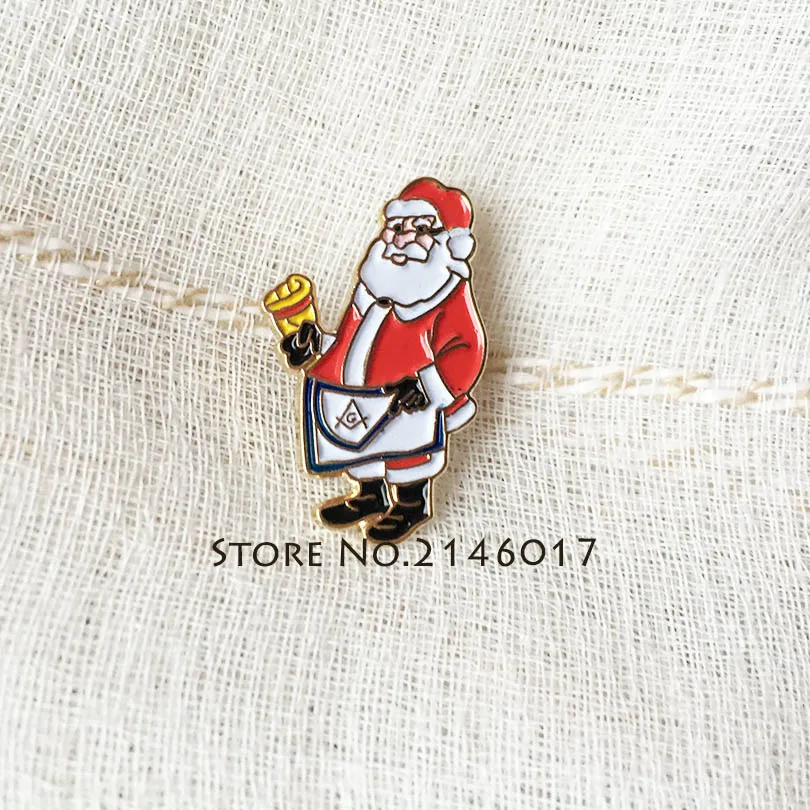 50pcs Master Apron Lapel Pin Santa Masonic Christmas Badge Mason Freemason Cartoon Xmas Men Custom Enamel Metal Pins Brooch