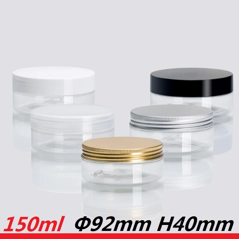 30pcs/lot 150g custom jar packaging 150ml PET plastic Tin 5oz Scrub Cream Container 89mm neck empty cream jar Transprent clear