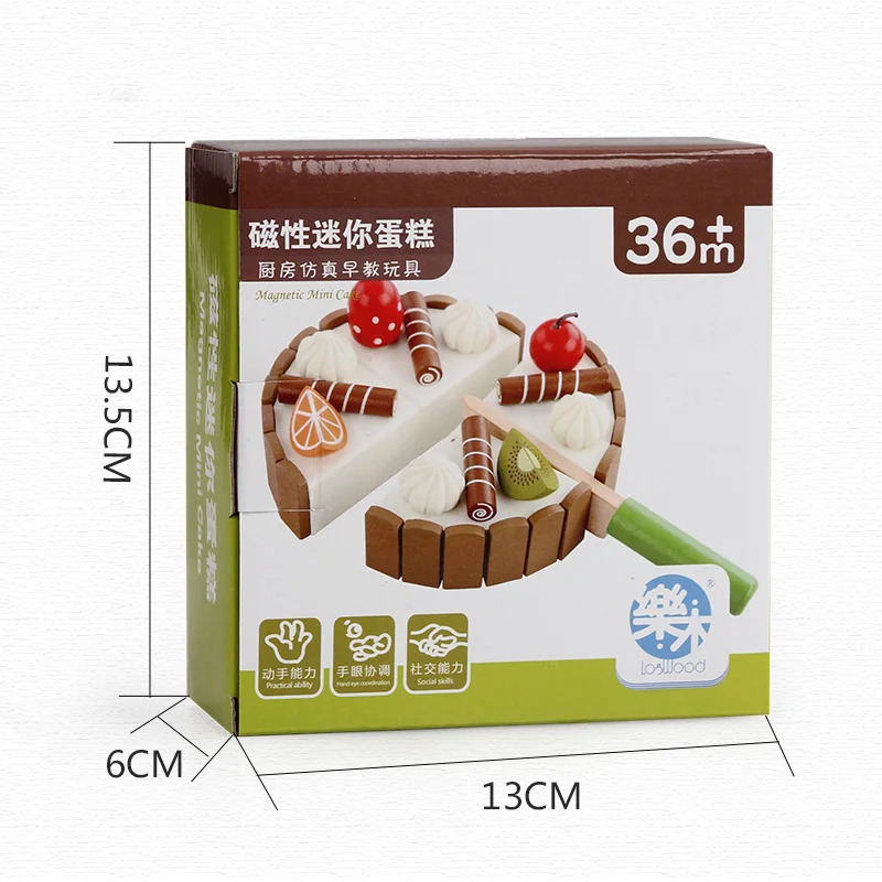 Wooden Toy Simulation Mini Magneti Cake Toy Size 11* 3 cm To The Child's Birthday Present Montessori Kitchen Children's food Toy