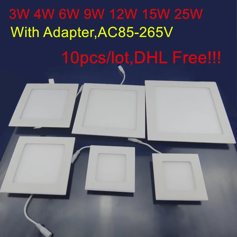 

3W / 6W / 9W / 12W / 15W /25W LED ceiling Recessed grid downlight / slim square panel down light DHL Free!!!