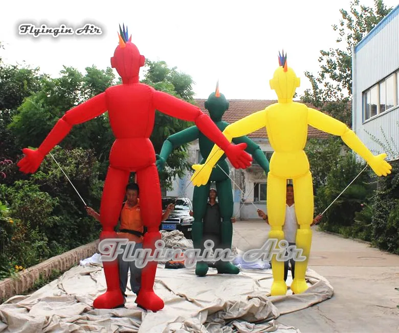 

Funny Inflatable Alien Costumes Stage Performance Props 3.5m Multicolor Walking Blow Up Alien Marionette Puppets For Parade Show