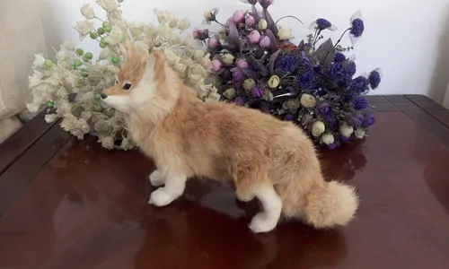 large 35x23cm simulation brown fox toy furry fur fox model,polyethylene & furs handicraft decoration toy Christmas gift a2458