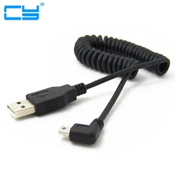 Nova 5Ft spirali USB Enrolada MINI 5Pin 5 P angulo direito czy Sexo Masculino para USB 2.0 macho Cabo wtyczka