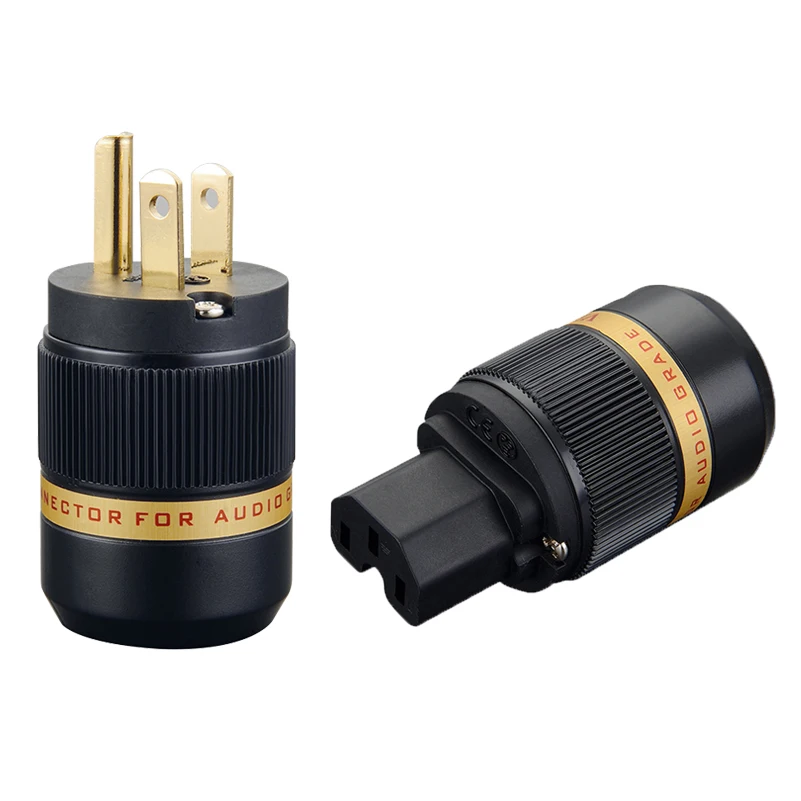 

Viborg VM501G+VF501G US Power Plug Pure Copper Gold Plated Audio Power Connector IEC Plug DIY Power Cord Cable