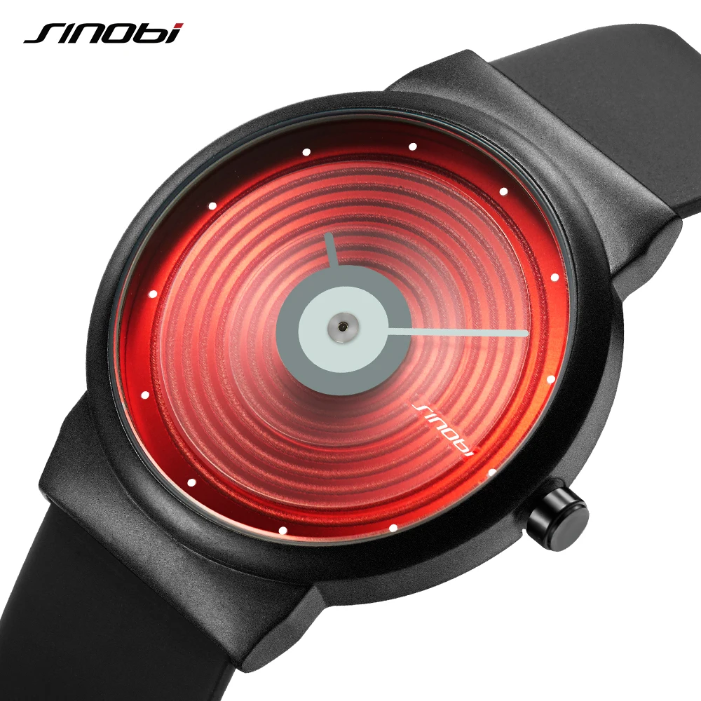 

Sinobi Creative Design CD Face Men's Watch Sports Watches Man Quartz WristWatches Boy rubber Strap erkek Clock relogio masculino