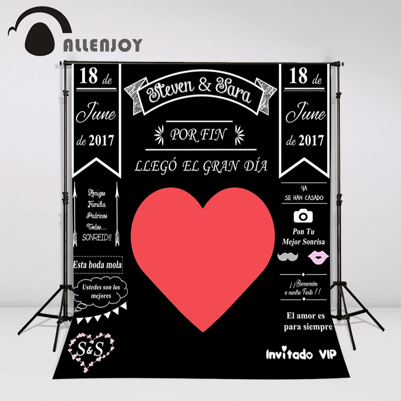 Allenjoy Custom blackboard Wedding Background Idea Chalk big heart Party Background photo booth diy photocall Excluding bracket