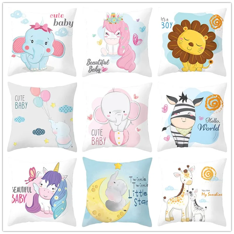 New Arrival Cute Cartoon Animal 45cm*45cm Polyester Peach Skin bedding pillow cover home decor pillowcases sofa cushion cover