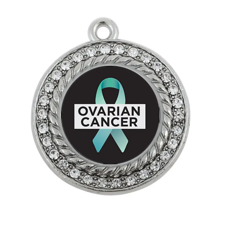 Show your support and help OVARIAN CANCER SQUARE CHARM antique silver plated jewelry