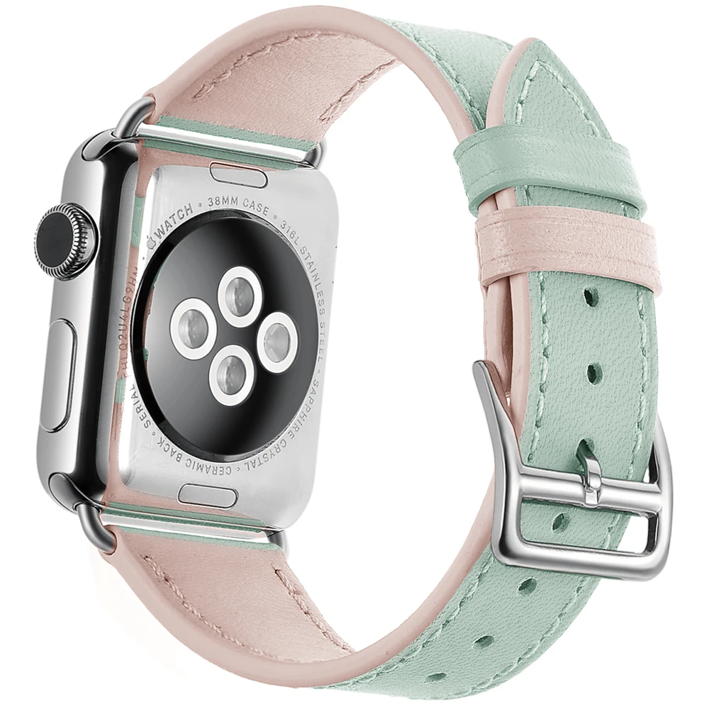 

Ladies Watch Band For Apple Watch Series 4 40/44mm Wrist Strap Candy Colors Leather Watchband For Apple Series 3 2 1