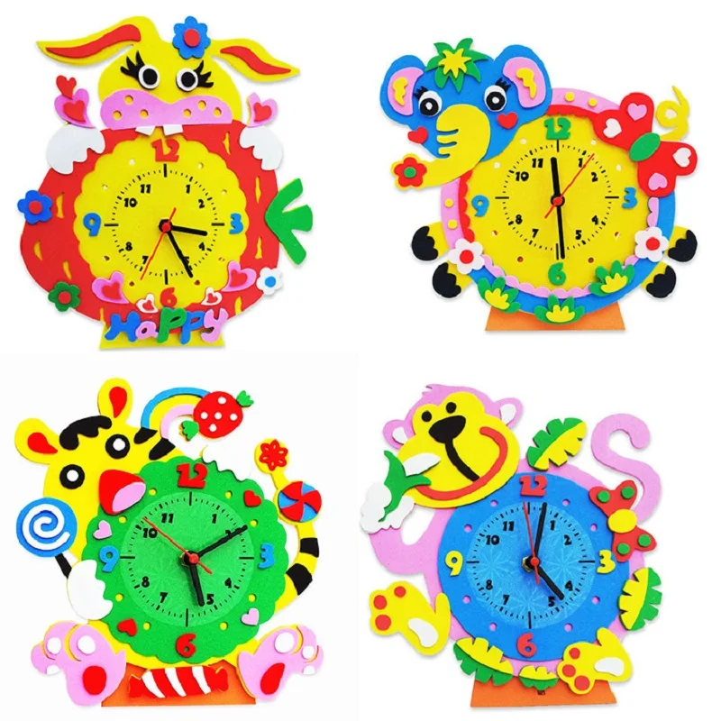 Kids DIY EVA Clock Learning Education Toys Battery Toys Kids Baby 3D Handmade Clock Children Puzzle Boys Girls Craft Toys