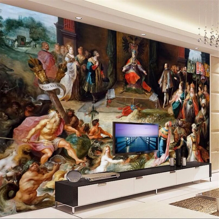 

beibehang Custom Photo Mural 3d Wallpaper European Palace Oil Painting King's Celebration TV Background wall papers home decor