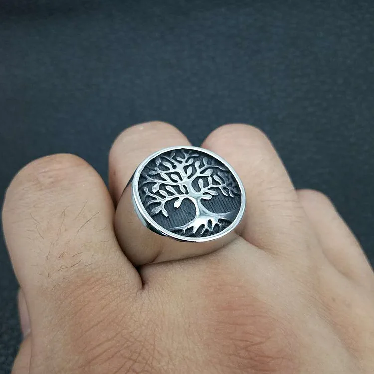 new Silver color Ring For Man Tree Of Life Stainless Steel Male Alliance Casual Jewelry US Size 7# -15#