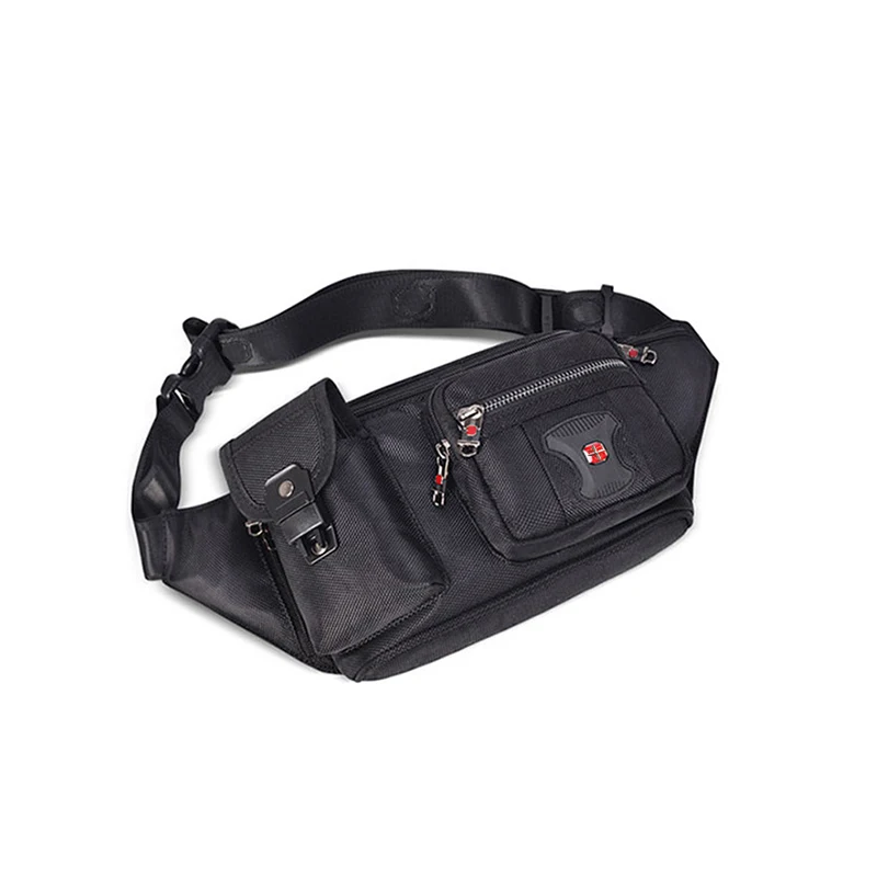 Black Oxford Waist Pack 22cm Unisex Casual Belly Bag