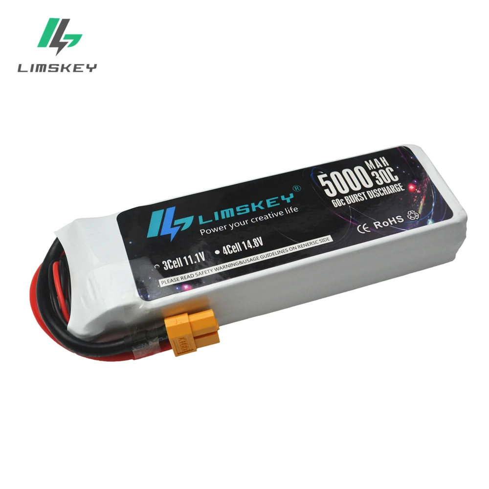 

Limskey FPV 450 500 11.1V 5000mAh 30C Max60C 3S RC LiPo Battery For RC Helicopter Boat Traxxas Car Battery