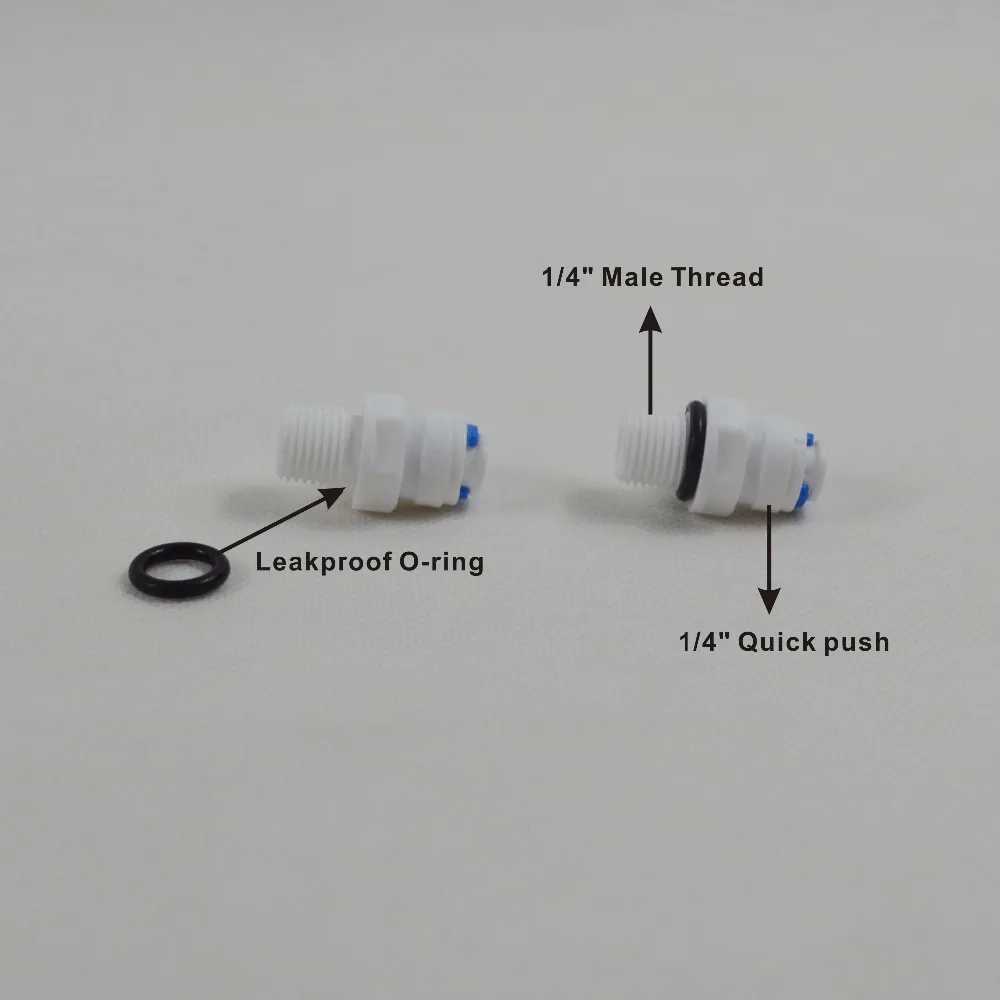 Conector macho para filtros de agua y sistemas RO, accesorio de conexión rápida OD de 1/4 ", rosca x 1/4", paquete de 8