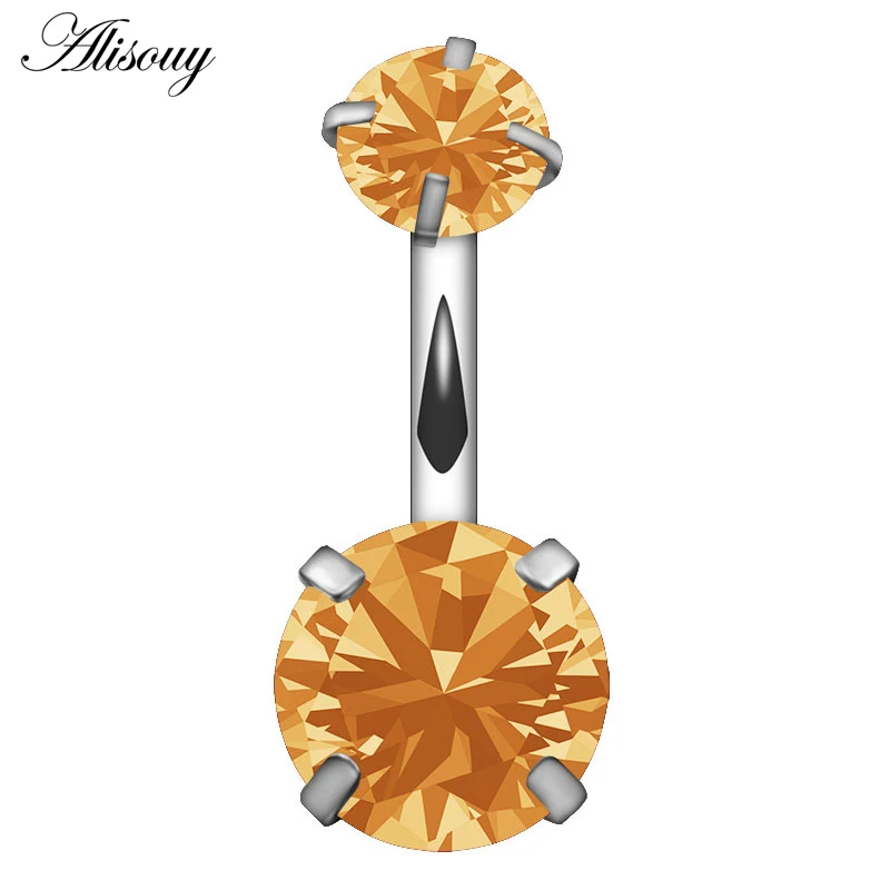 Double Crystal Rhinestone Navel Belly Button Ring Pircing Surgical Steel Real Belly Piercing Cute Navel Ringen Bar Navel Belly