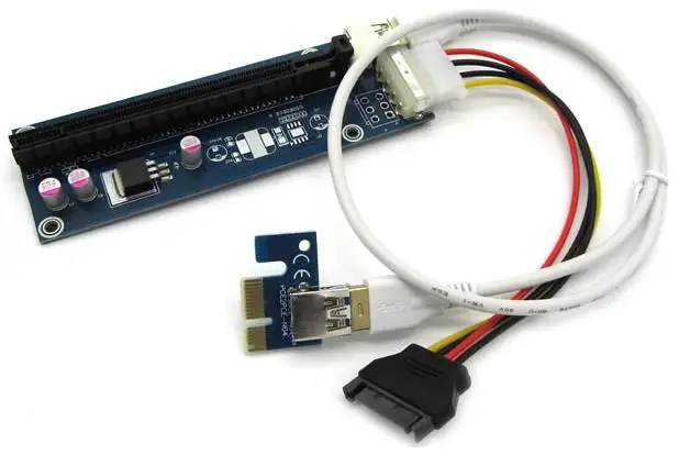 Free Shipping PCI-E PCI E  1X to 16X Riser Card +60CM USB 3.0 Extender Cable with Power Supply for Bitcoin Litecoin Miner