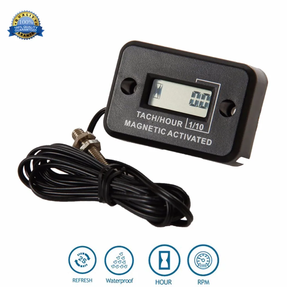 Waterproof Digital Diesel Gas Engine Hour Meter Tachometer for Generator Excavator UTV Tractor Ditch Cleaner Agrosprayer