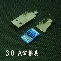 10PCS DIY USB 3.0 Male Connector USB Jack Soldering Type Line Tail Socket 3 in 1 High Speed USB 3.0 Jack Male Charging Socket