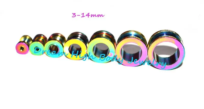 Wholesale Rainbow Flesh Tunnel Ear Plug High Quality 316L stainless Steel Fashion Body Piercing Jewelry Ear Expander 3-14mm