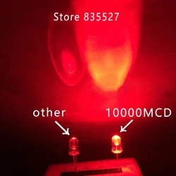 100 ピース/ロット 5 ミリメートル 10000mcd 赤色 led ウォータークリア丸頭 F5 超高輝度 led 発光ダイオードランプビーズ diy ライト