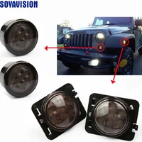 Luz LED de intermitente frontal para Jeep Wrangler JK 2007-2017 luz ámbar amarilla luz lateral de guardabarros para Jeep Wrangler lámpara Led DRL