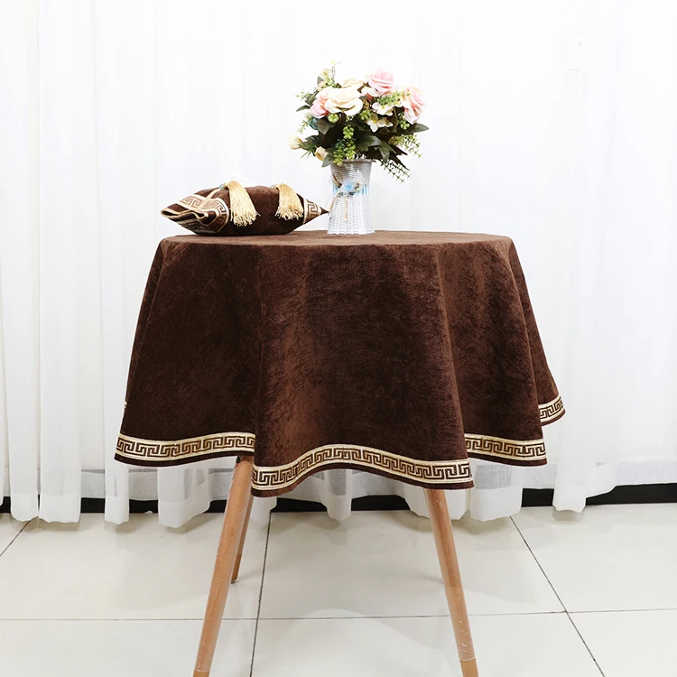 

High End Lace Velvet Round Tablecloth Decorative Christmas Chinese Table Cloth for Round Table Cover Luxury Table Protective Pad