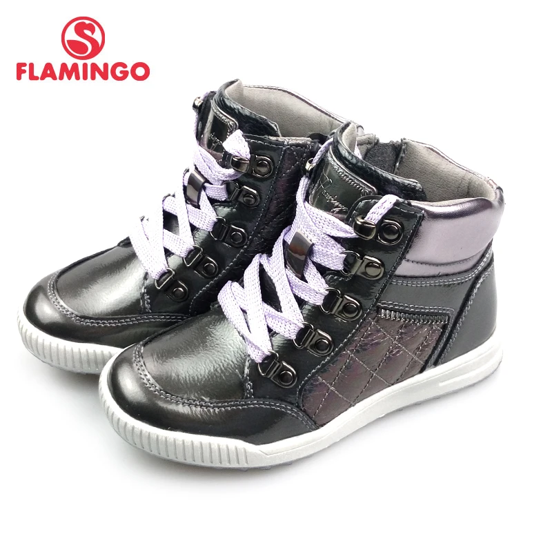 FLAMINGO Autumn Bright Leather Anti-slip Warm Boots High Quality Kids Brand Girls Shoes Size 27-32 free shipping 82B-XY-1003