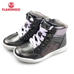 FLAMINGO Autumn Bright Leather Anti-slip Warm Boots High Quality Kids Brand Girls Shoes Size 27-32 free shipping 82B-XY-1003