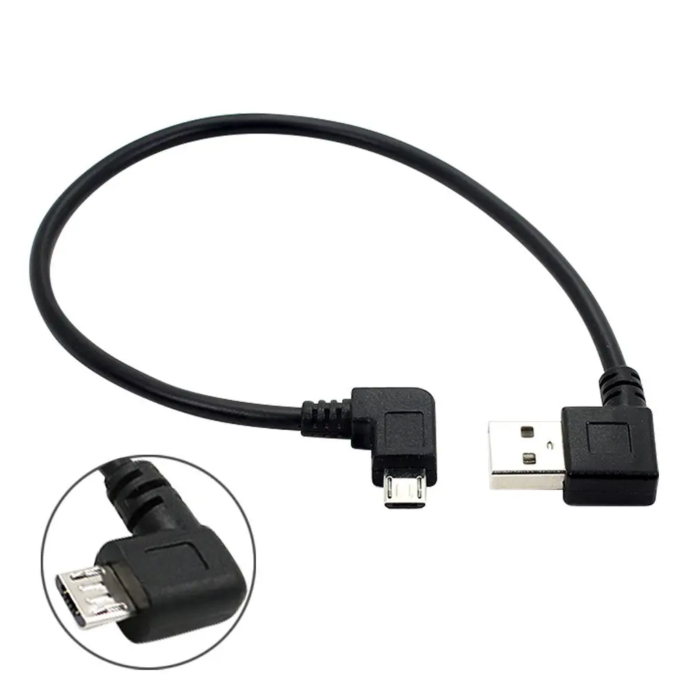 Micro USB Kabel Data 9 INCH 90 Derajat Sudut Kanan Nikel Berlapis Pendek USB 2.0-A-Male-4Pin ke Kanan Angle Mini-B-5Pin