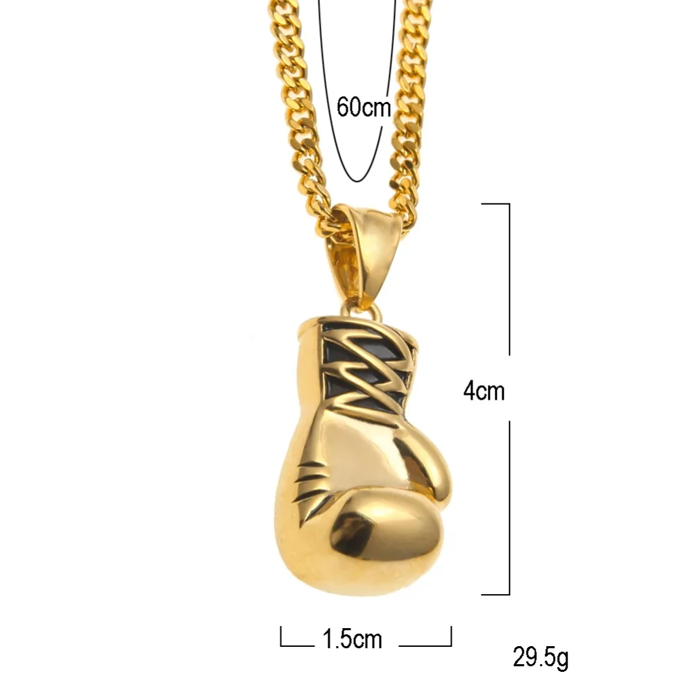 2018 New Mens Gold Color Mini Boxing Glove Pendant Necklace Stainless Steel Gold silver color Cool Charming Pendant  For Women