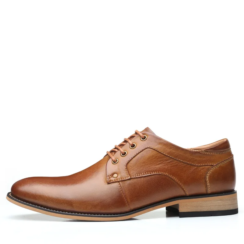 2025 Men\'s Genuine Leather Shoes Extra Size 11 12 13 Top Head Leather Brand Dress Shoes Europe America Style Man Business Shoes