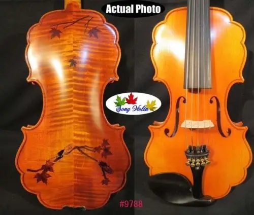 Baroque style SONG  Maestro inlay maple leaf lace 5 strings 4/4 violin #9788