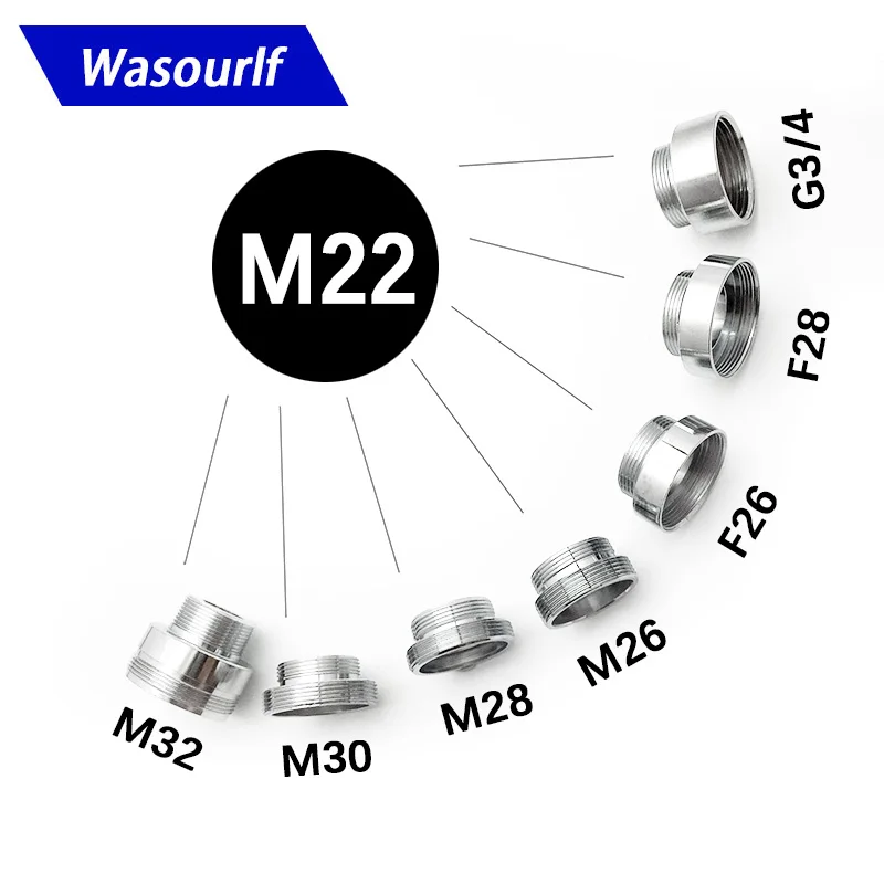 WASOURLF M22 Male External Thread Transfer G1/2 Inch M32 Connector Outer Adapter Bathroom Kitchen Part Brass Faucet Accessories