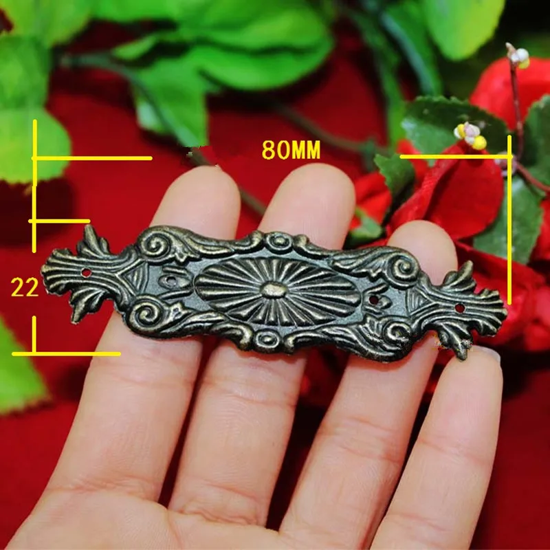 Alloy Flower Wraps Cabochon Ancient Bronze Flatback Metal Embellishments Scrapbooking For DIY,80*22mm,12Pcs