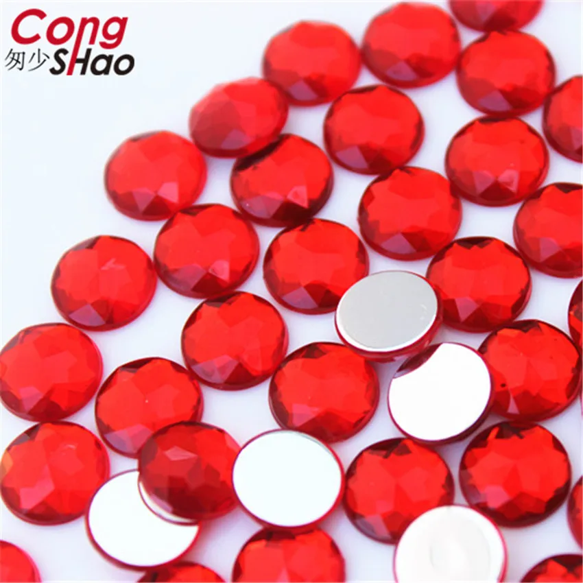 Cong Shao 100pcs 8mm Colorful Round Stones And Crystal Flatback Acrylic Rhinestone Trim Scrapbook DIY Wedding Dress Button ZZ750