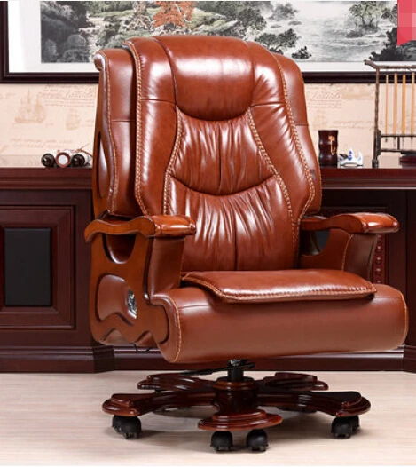 Luxury wood chair swivel chair boss leather chair lift reclining leather computer chair massage