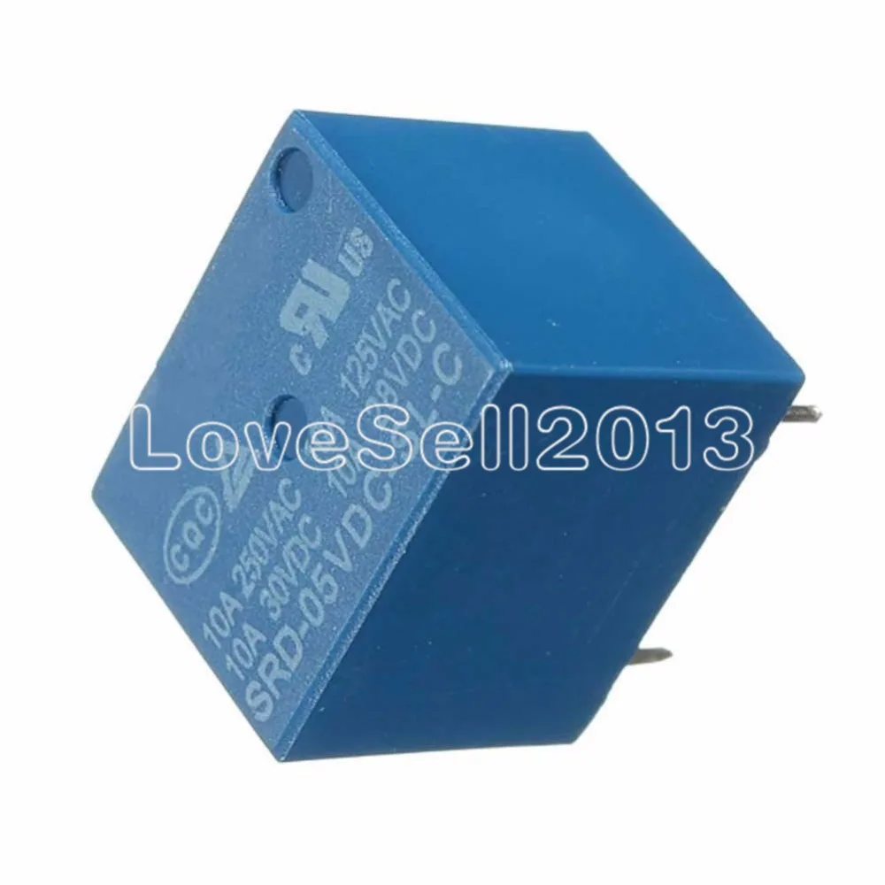 5PCS 미니 5V DC 코일 전원 릴레이 SRD-5VDC-SL-C PCB 5 핀 유형