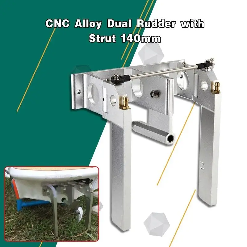 Podwójny ster ze stopu CNC z rozpórką 140mm dla wału 1/4 '6.35mm zdalnie sterowana łódka RC łodzi gazowej