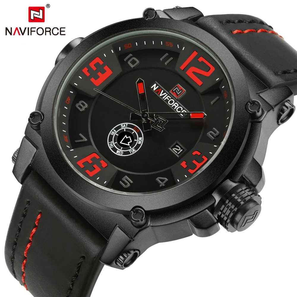 

NAVIFORCE Men Sport Watches Luxury Military Quartz Watch Leather Band Men Waterproof Wristwatch Clock for Male Relogio Masculino