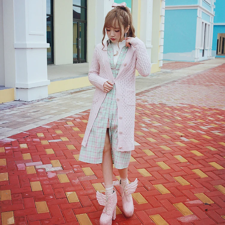 Princess sweet lolita pink and purple sweater BOBON21 Long jacket Twist long cardigan girl sense Student style C1390