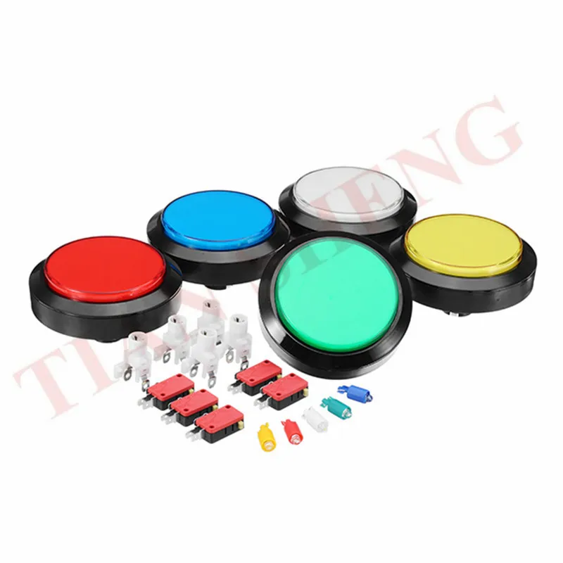 2PCS 100 millimetri Grande Rotonda Push Button LED Illuminato con Microinterruttore per la Macchina del Gioco Arcade FAI DA TE Parti di 12V luce di